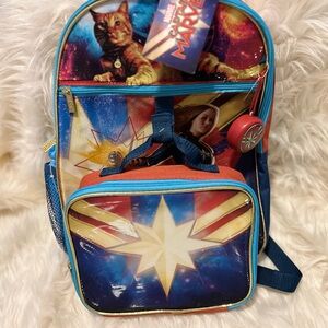 Marvel Captain Marvel Starburst Backpack Set - Red, Blue, Gold